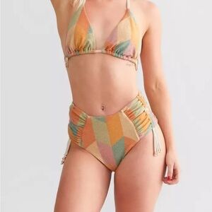 NWT Power 2 The Flower Vesta Metallic Swim Bikini Bottom size S